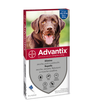 ADVANTIX BAYER ANTIPARASSITARIO PER CANI OLTRE KG 25 FINO A 40 KG scadenza 2025