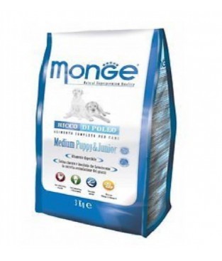 MONGE puppy junior medio 3 kg crocchette croccantini 